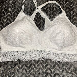 Lace Bralette with Racerback Strap in White by Maurices